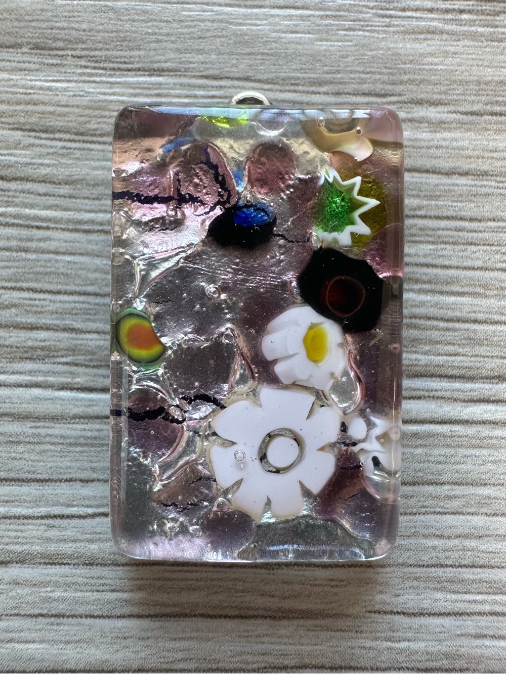 Authentic Murano Glass Millefiori Pendant Necklace Charm Fuzed Geometric Art